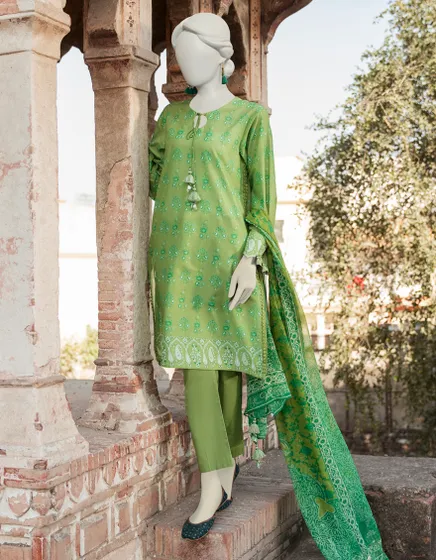 GREEN LAWN UNSTITCHED 3PC | JLAWN-S-23-357