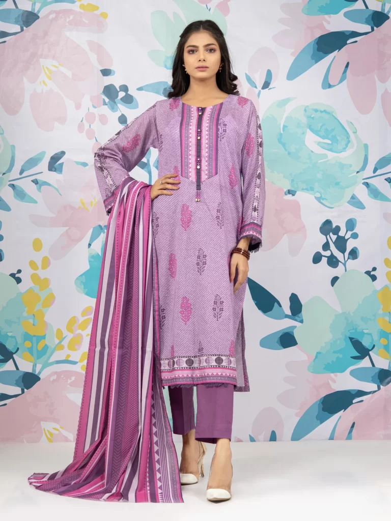 EWU23A1-26172 Unstitched Purple Printed Lawn 3 Piece