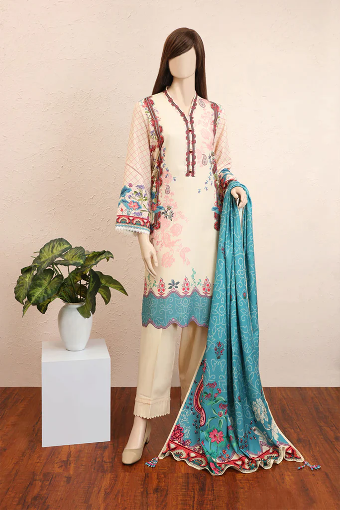 UNSTITCHED PRINTED LAWN 3 PIECE