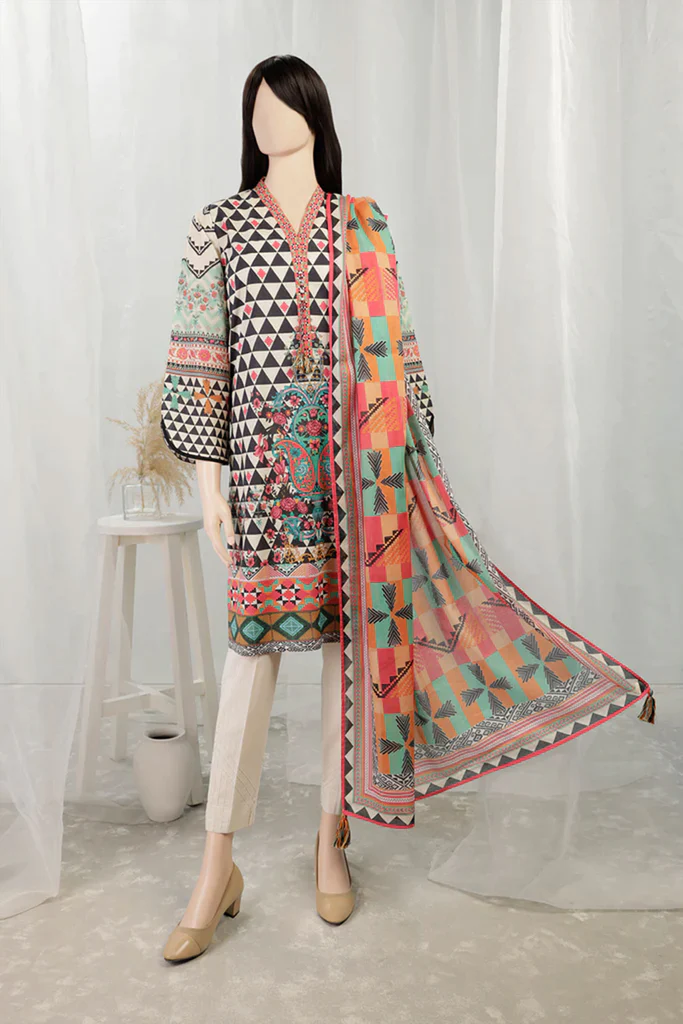 UNSTITCHED PRINTED LAWN 3 PIECE