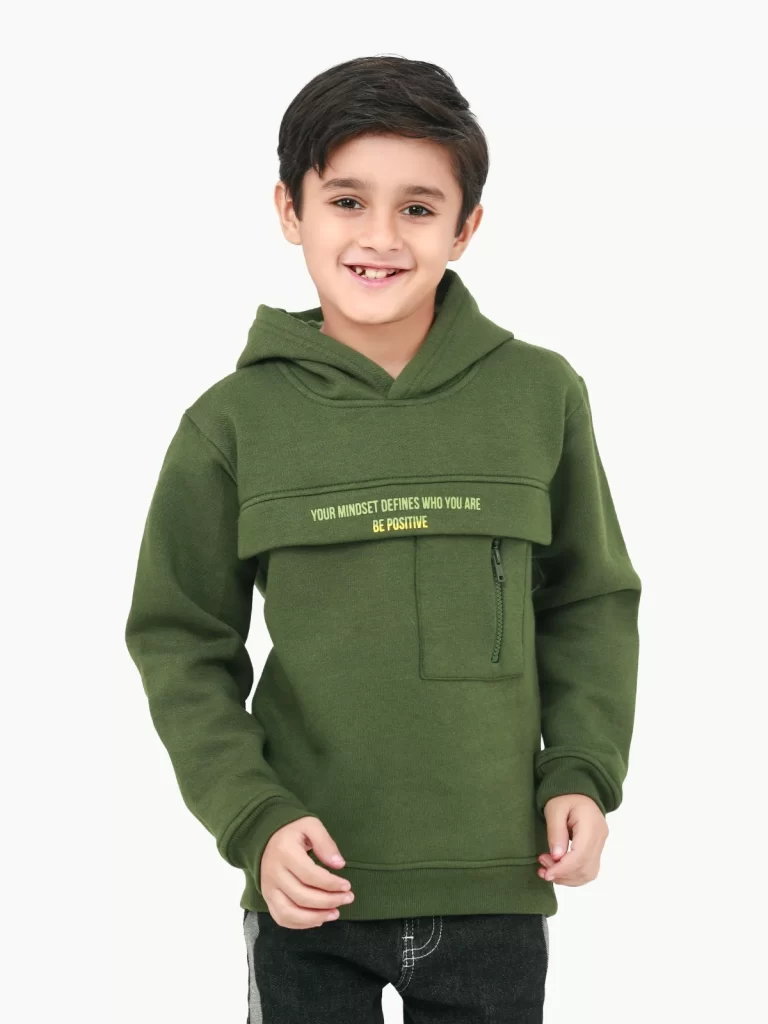 Edenrobe Boy's Army Green Hoodie