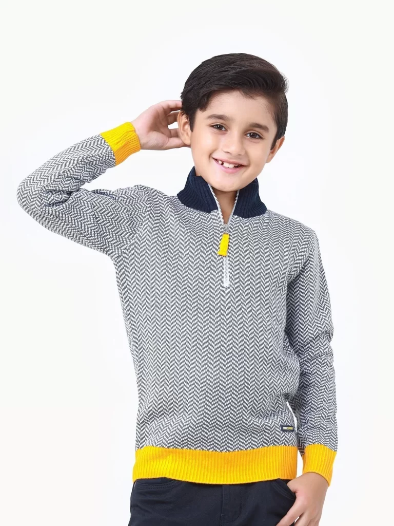 Edenrobe Boy's grey & Yellow Sweater