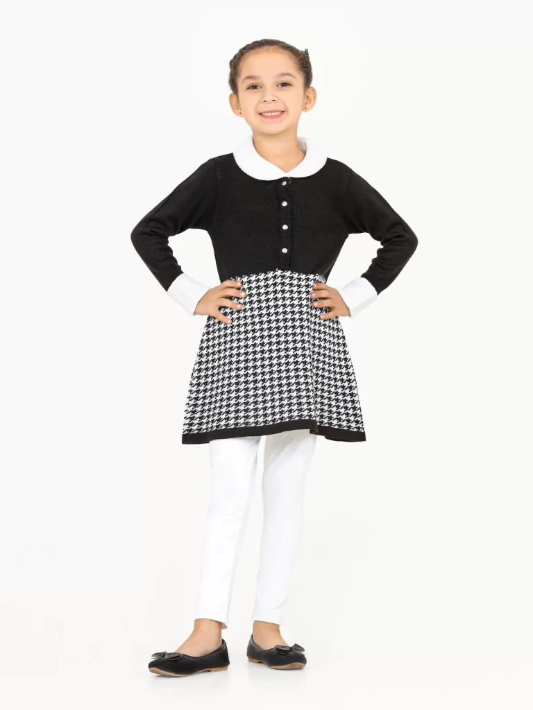 Girl's Black Sweater Frock