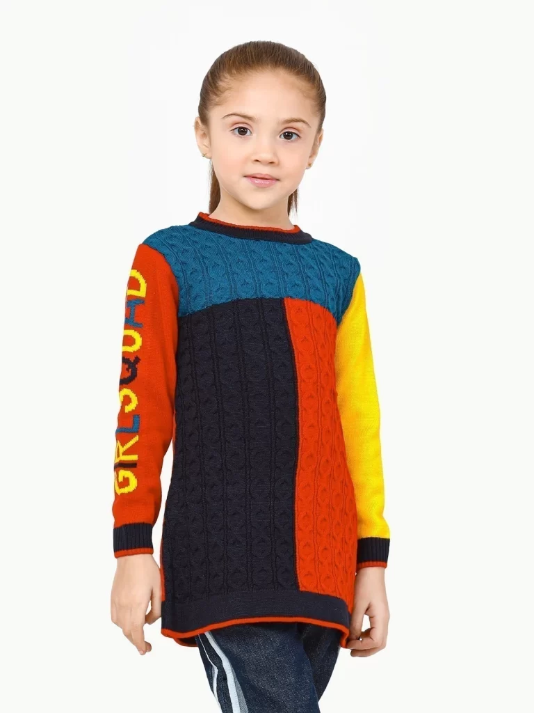 Girl's Multi Sweater Frock